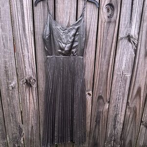 love, Fire Charcoal Pleated Midi Dress